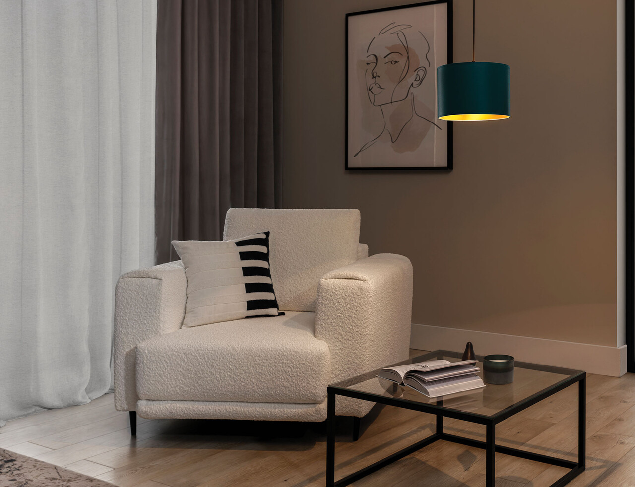 Lustra ELTAP, Vespillo, 25x110 cm, 1xE27, 15W, otel/PVC, verde/auriu - imagine 6